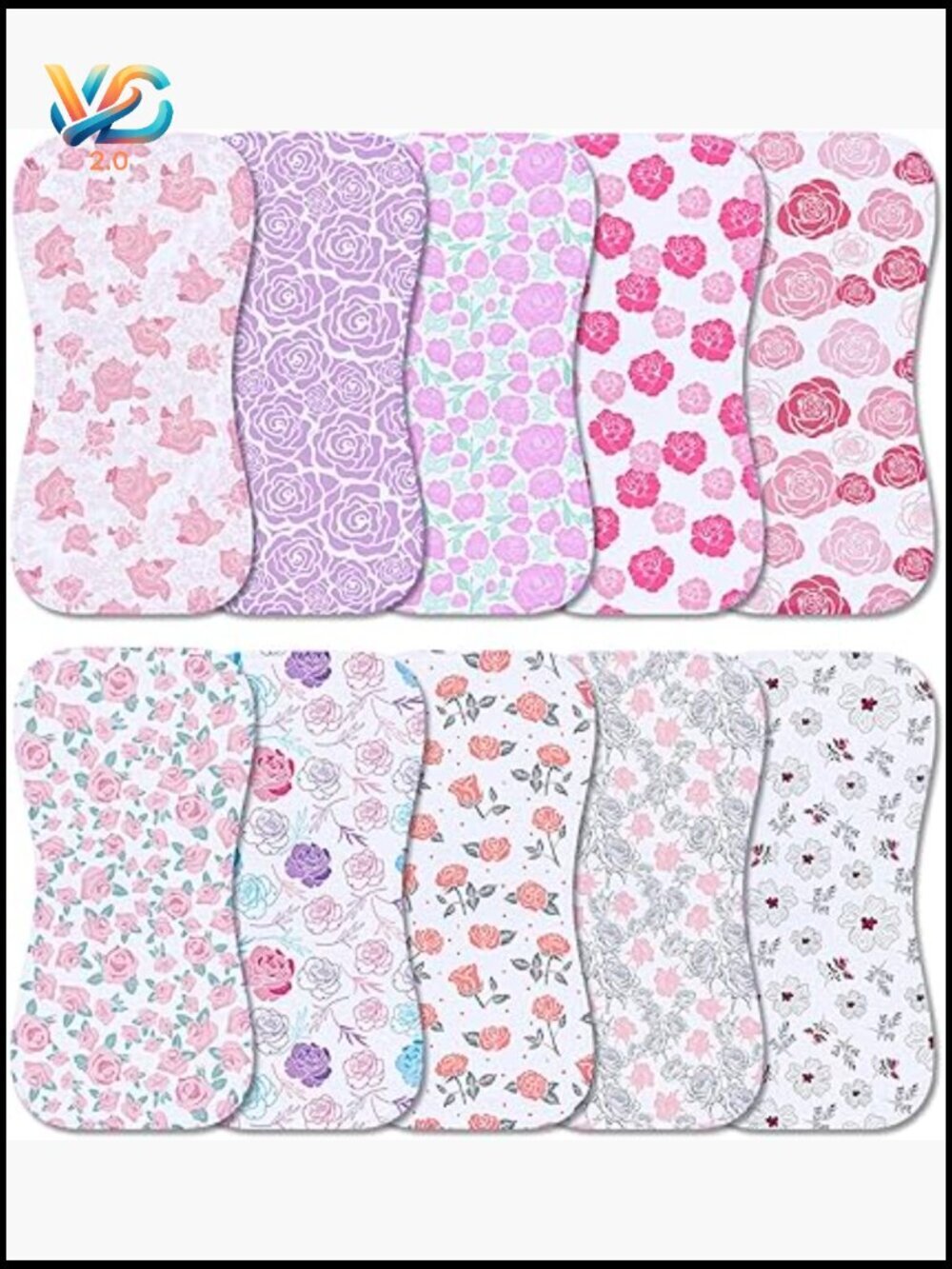 10-Pack Baby Burp Cloths Organic Cotton Washcloths Newborn Neutral Unisex Soft
